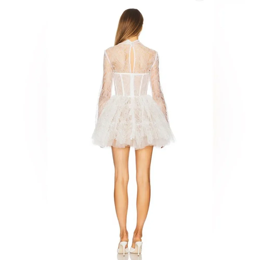 NWOT Maraya Arabella Lace Mini Dress in WhiteBronx and Banco - Picture 5 of 16